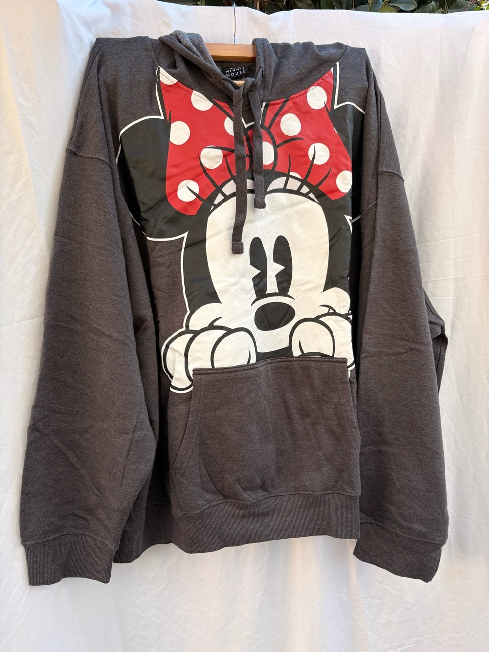 Disney Charcoal Hoodie with Minnie Red Polka-Dot Bow 3XL